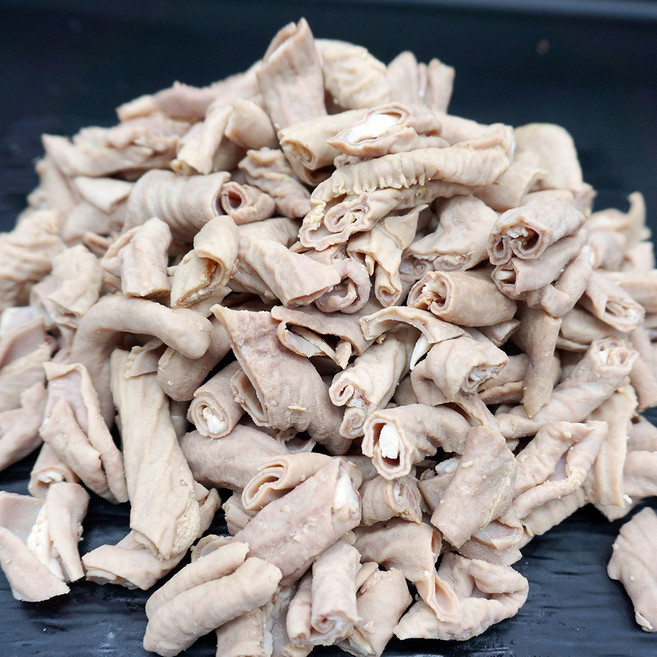 퀸미트 국내산 삶은 슬라이스된 돼지곱창(냉동) / 돼지소창, 1kg, 1개