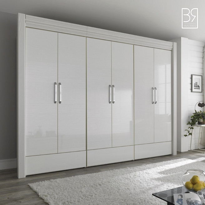 바로방가구 디럭스 6문(10자) 장롱세트 장농 옷장 키큰장 드레스룸 안방, 화이트워시