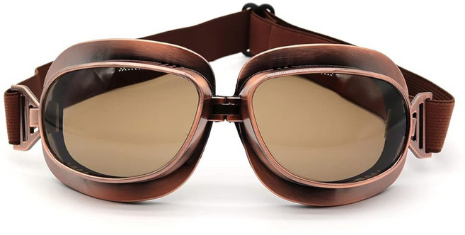 DS J5 쿠시업 고글 에비에이터 빈티지 오토바이, Copper Frame Black Lenses