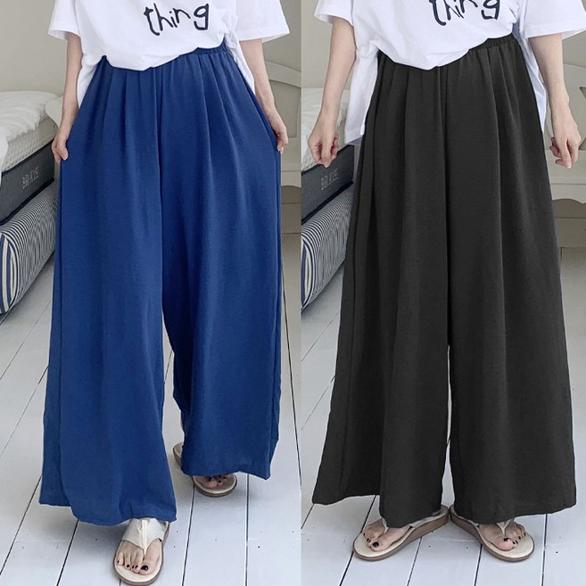 애플망고옷장 1+1 빅사이즈 여름 시원한 아사 와이드 치마바지 오버핏팬츠