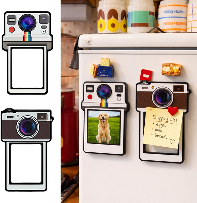 아임봄 레트로 감성 포토 프레임 냉장고 마그네 자석 인테리어 선물 장식품, 화이트