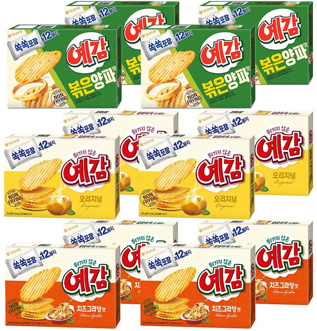 예감 어니언 204g 4개+ 오리지널 192g 4개 + 치즈그라탕 204g 4개, 17g