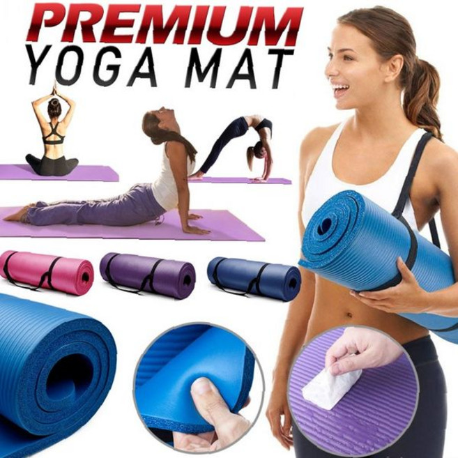 요가매트 운동매트 헬스 테스 스트레칭 실내운동 홈트레이닝 매트, 10mm 퍼플+스트랩