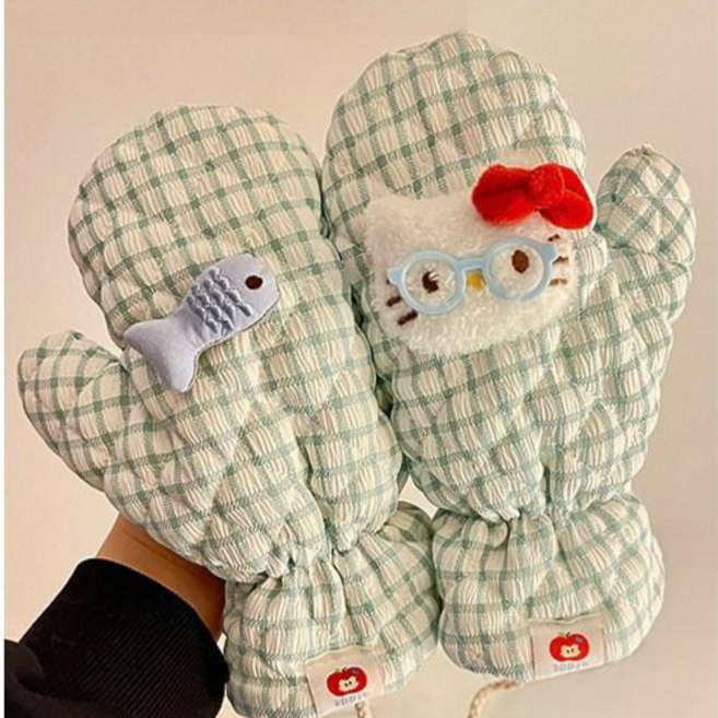 키티 겨울장갑 면벙어리장갑 겨울필수템 성인용 벙어리장갑[티오니]