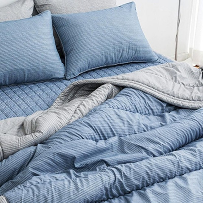 차렵이불패드세트 차렵이불 이불패드세트 사계절 투톤 이불 퀸 Q 블루