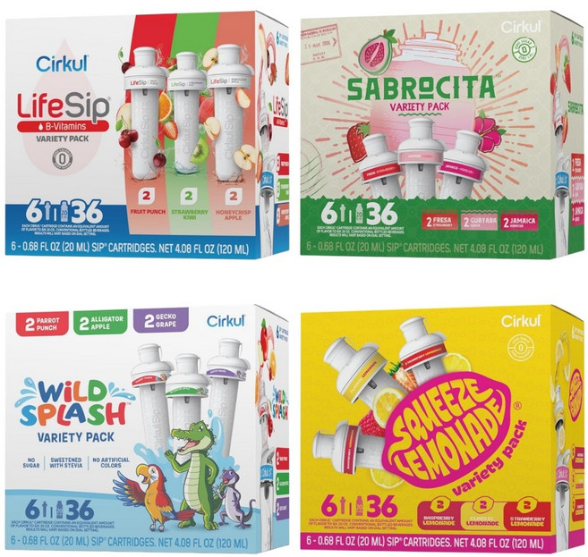 Cirkul 써큘 미스터비스트 물병 보틀 물통 과일향 과일맛 카트리지 세트, Squeeze 레모네이드 3가지맛 6개입