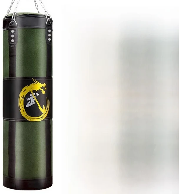 프로 복싱 캔버스 샌드백 무술 훈련용 실내용 빈 박스 태국식 복싱 연습용 (서스펜션 스타일), 02 강화 캔버스 그린(중공 버전) 100cm