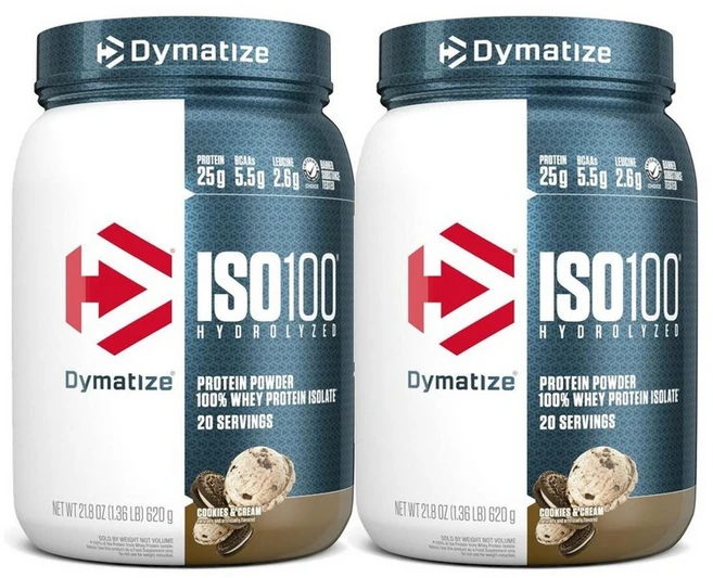 Dymatize ISO100 Whey Cookies and Cream 다이마타이즈 ISO100 가수분해 쿠키앤크림 분리유청단백질 620g, 2개 - 쿠팡