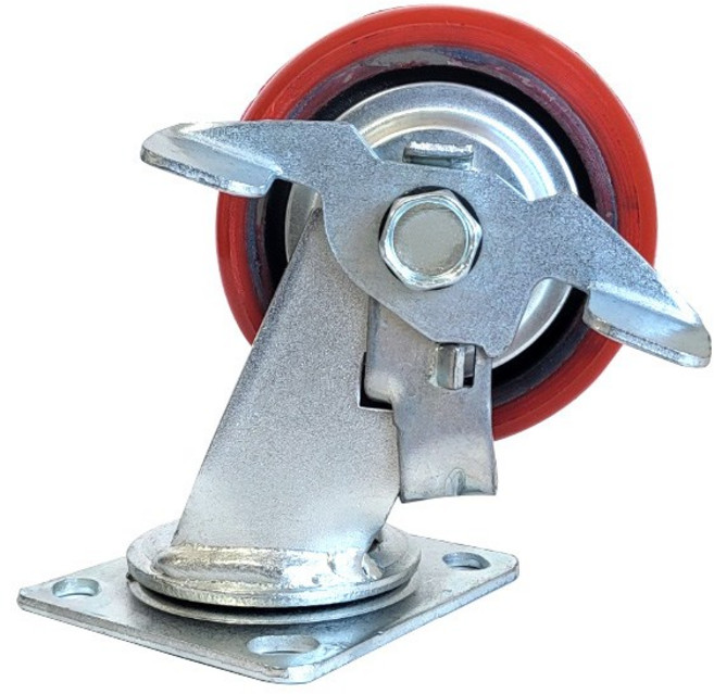 43시리즈 중량용 우레탄 바퀴 4340 101mm 회전브레이크형 산업용 구루마 가구 교체용, 1개