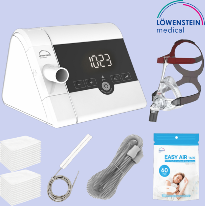 로벤스타인 양압기 프리즈마 스마트 플러스 Auto CPAP 소모품 세트 마스크 무료 증정, 카라 풀페이스, M, 1개