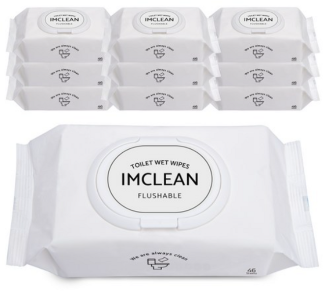 아임클린 저자극 대용량 비데물티슈 캡형, 46매, 10개