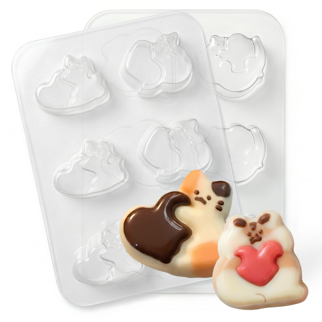 초콜릿 몰드 동물 고양이 햄스터 플라스틱 초콜렛틀 2종 베이킹 DIY 수제초코 발렌타인데이, 1개, 고양이 몰드 + 햄스터 몰드