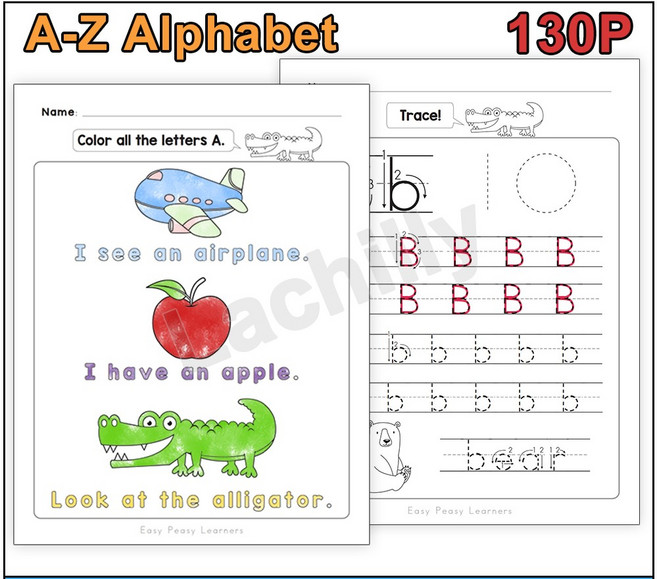 학습 26 Alphabet 영어 홈스쿨 워크북 알파벳 쓰기 어린이 영어 워크북, 130P