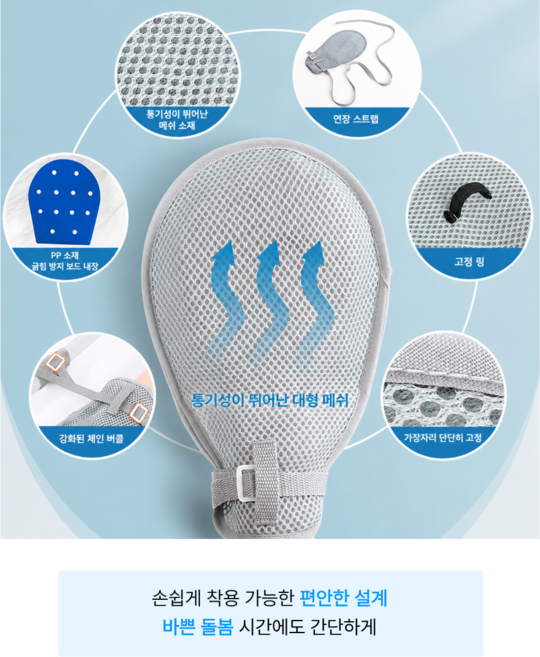 MDPK-101 긁음방지 억제 손보호 치매장갑 손목억제대 1세트 2개입