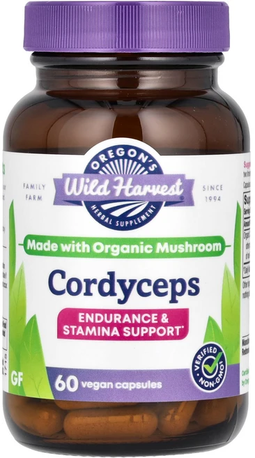 Oregon's Wild Harvest Cordyceps 60 Vegan Capsules 525 mg per Capsule, 1개 - 쿠팡