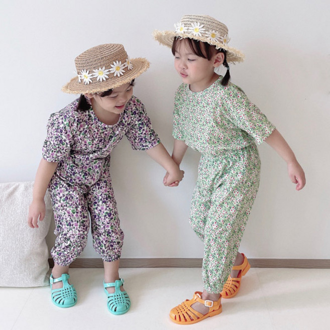 여름봄 레트로9부아기바지 상하세트 유아아동 상하복