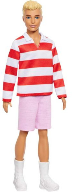 바비 켄 패셔니스타 인형 #241 레드 스트라이프 럭비티셔츠 패션, 바비 인형, 1개, 바비 인형