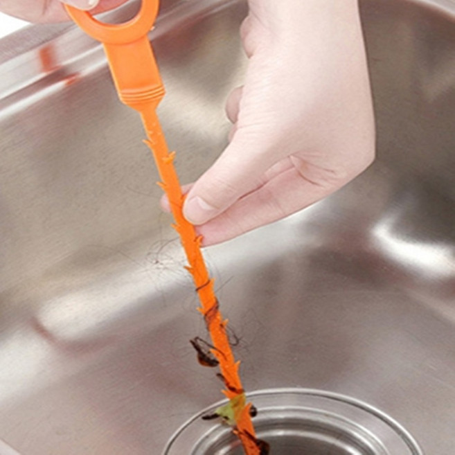 막힌세면대뚫는갈퀴 하수구이물제거기 머리카락끓어올림 랜덤색상 507mm 1개