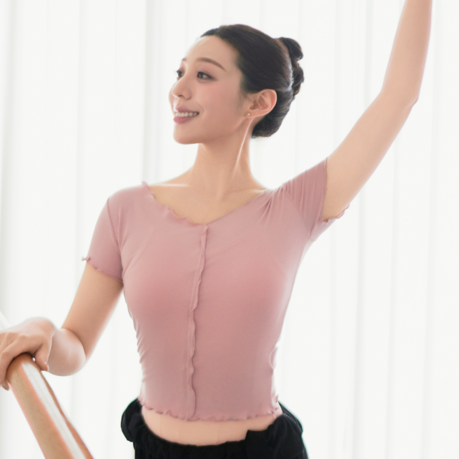 이이엘댄스 프릴 발레 티셔츠 성인 발레복 반팔 워머 상의 옷 의상