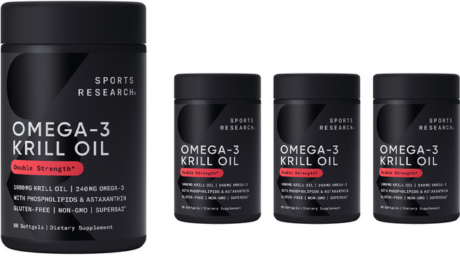 스포츠리서치 슈퍼바2 앤타크틱 크릴 오일 1000mg 아스타크산틴 포함 소프트젤, 4개, 60개입, 60정