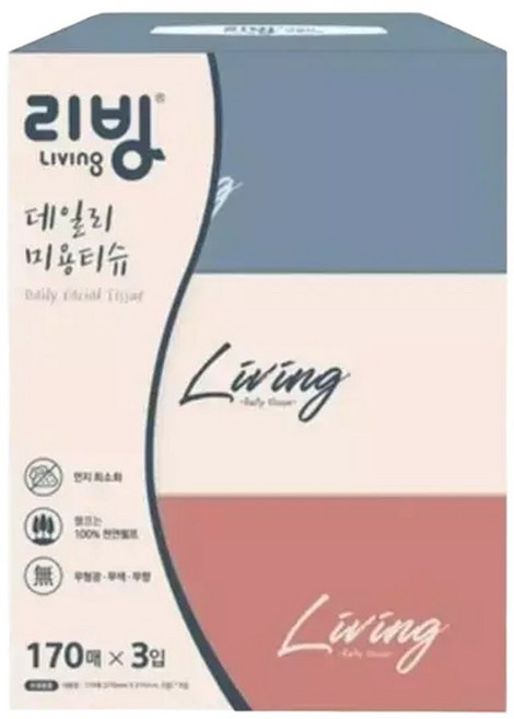 리빙 리빙 데일리 미용티슈 각티슈 170매 3입, 3개
