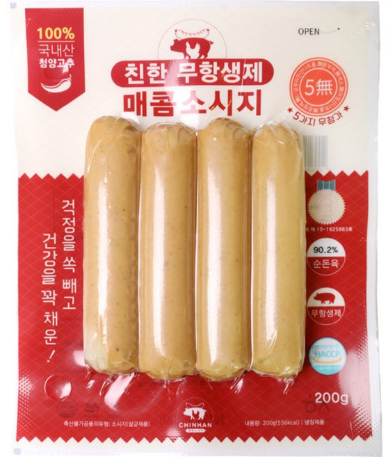 친한 무항생제 매콤 수제 소시지 200g, 8) 무항생제 매콤한 소시지 200g, 1개