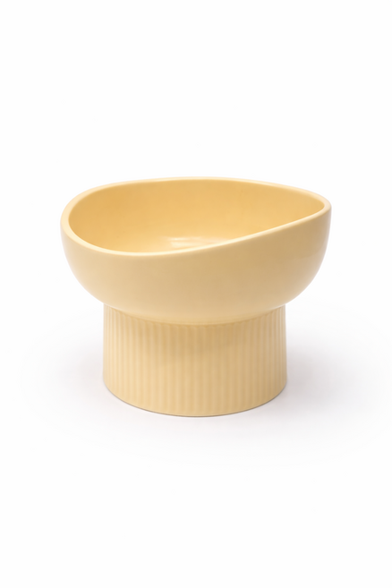 오멍 반려동물 파스텔 세라믹 식기 밥그릇 물그릇, 옐로우, 1개