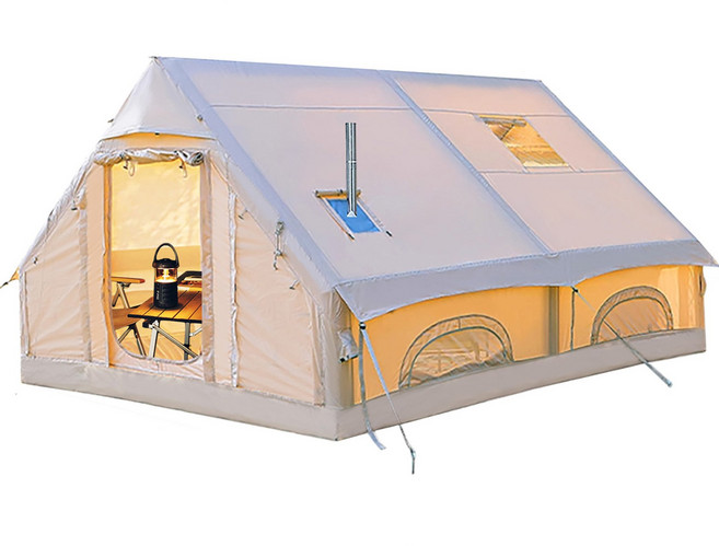 센리토(SENLEETO) 에어텐트 캠핑텐트 에어텐트 7-8인용 옥스포드 천 텐트, 베이지색