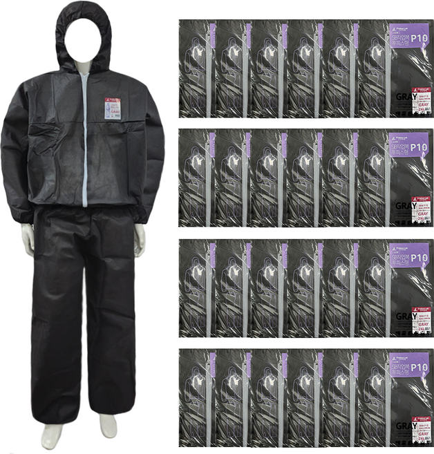 1박스/24벌_SB일회용작업복 부직포 투피스작업복-회색 방진복 보호복 분진복 방역복 분리형, 24개, 그레이