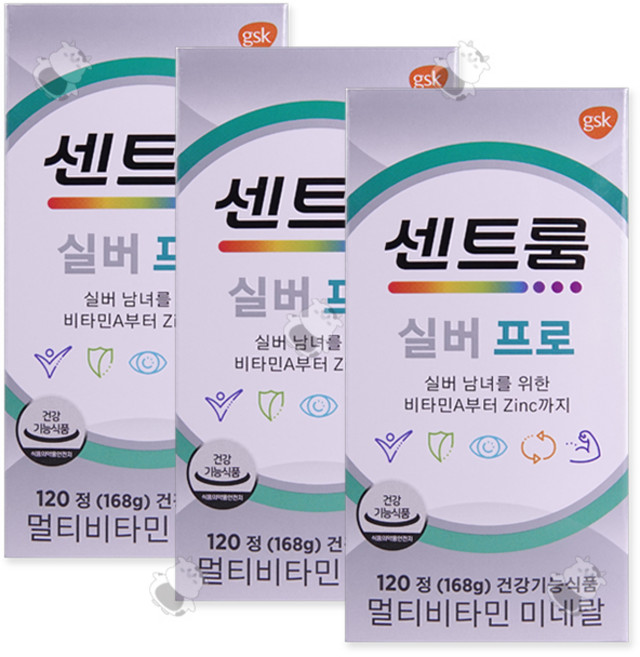 센트룸 실버프로 성인남녀 종합비타민 120정, 3개