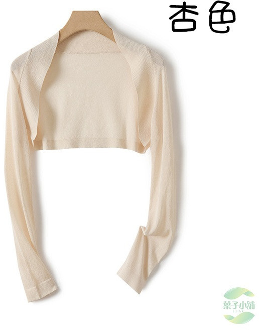 針織短版罩衫，薄款百搭上衣