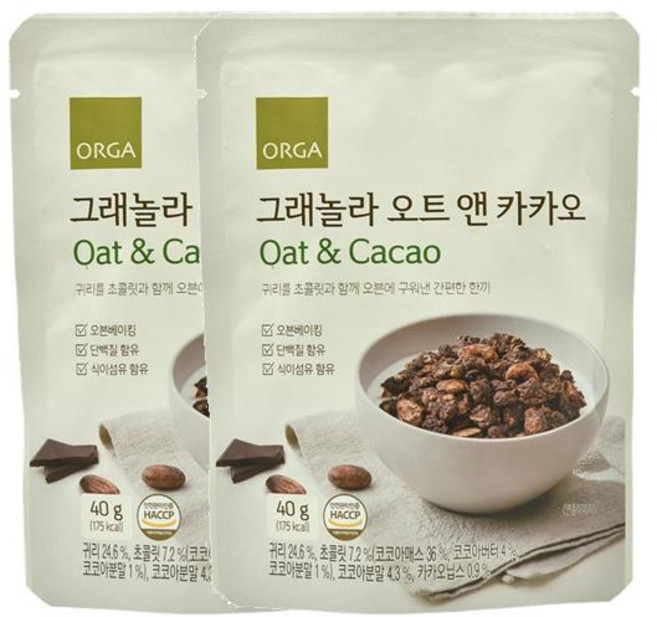 올가 그래놀라 오트 앤 카카오 2개 40g, 3개
