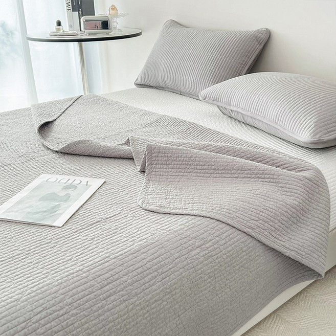 수스존 오가닉 목화솜 순면100 피그먼트 패밀리 사계절 침대패드, 그레이