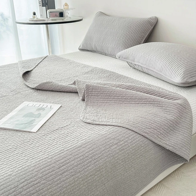 수스존 오가닉 목화솜 순면100 피그먼트 패밀리 사계절 침대패드, 그레이 - 쿠팡