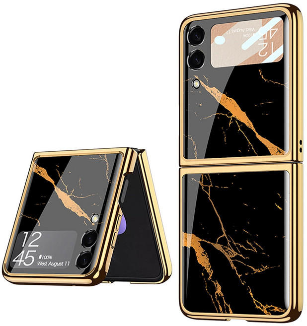 갤럭시 Z플립3 케이스 스트랩 대리석 슬림 하드 명품 강화유리 지플립3 케이스