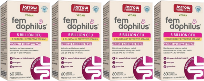 자로우 포뮬라 probiotics 소화 펨 Fem 도피러스 50억 프로바이오틱스 베지 캡슐, 60정, 4개
