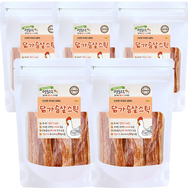 멍도락 국내산 강아지수제간식 영양만점 고급원재료 안심제조, 5개, 70g, 닭가슴살스틱