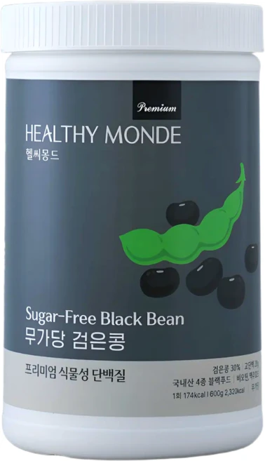 헬씨몽드 국가대표 선수들이 섭취하는 식물성 단백질 무가당 검은콩, 1개, 600g - 쿠팡