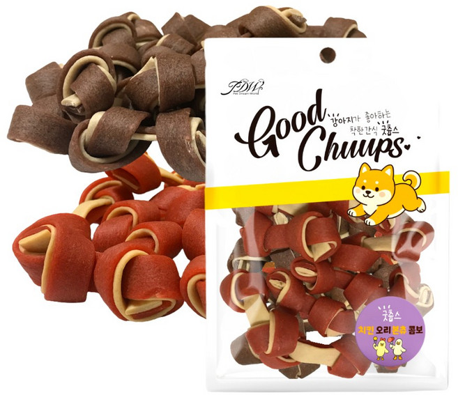 굿츕스 스마트본 미니 애견용 껌 치킨&오리, 1개, 200g, 콤보(100g x 2)