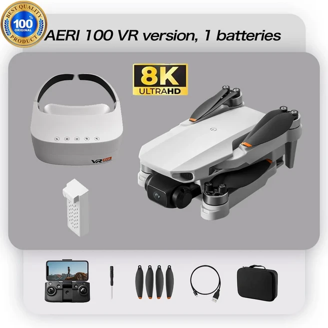 에어리100 드론 VR 광학 흐름 포지셔닝 브러시리스 모터 HD 항공 촬영 듀얼 카메라 원격 조종, 01 8K-VR-Drone, 02 8K Dual-1B-VR
