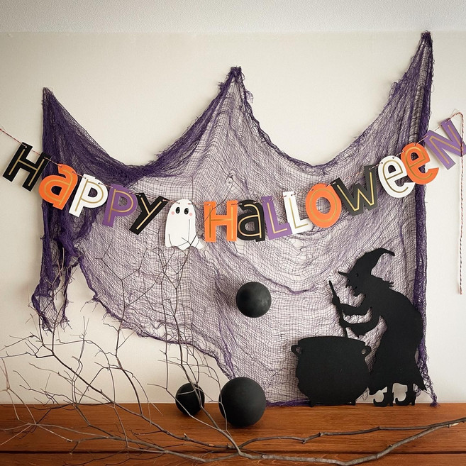 할로윈 캠핑장식 소품세트 마녀장식 3 color 펠트 마녀의 마법스프, 보라