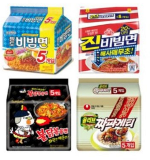 인기비빔면4종 팔도비빔면5입+진비빔면4입+농심짜파게티5입+삼양불닭면5입, 2세트