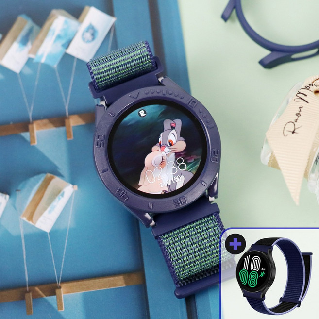 오르몽트 (1+1) 갤럭시워치 스트랩 스포츠루프 밴드 경량 시계줄 줄질 나일론 갤럭시 워치7 6 5 4 3 액티브2 호환, 07.미드나잇포그+미드나잇블루블랙, 1개