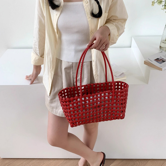 [썸머 데일리백] 여성 바스켓 위빙 토트백 여름 짜임백 가벼운 라탄 스타일 비치백 바캉스가방 수납력 좋은 데일리백 피크닉룩 해변 물놀이 휴가 코디 여름가방 미니백 가방 추천