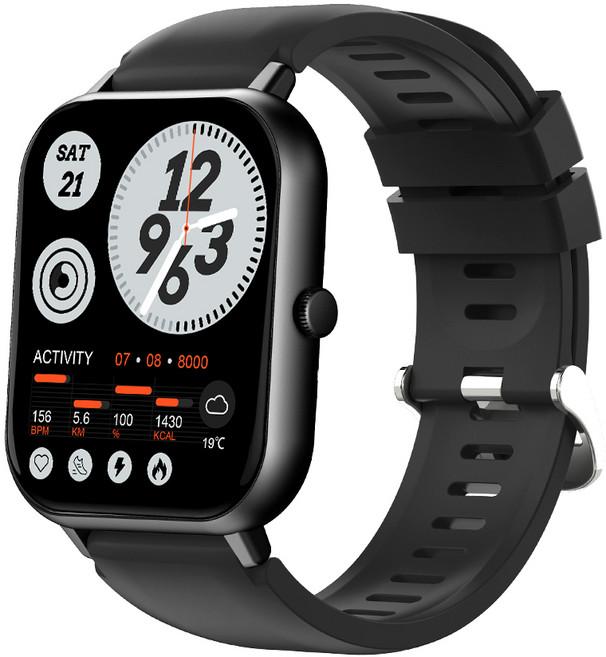 PEJE 운동 걸음 수 건강 관리 블루투스 통화 스마트워치 한국판, 검정색, 4.6cm, GPS + 블루투스