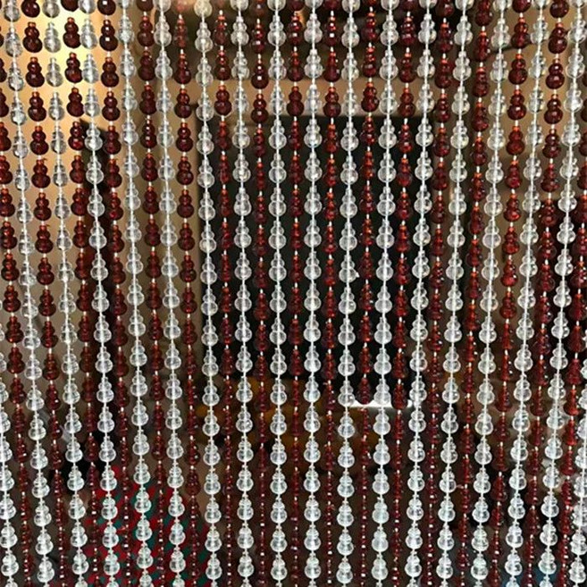 목각 구슬 문발 집발 비즈발 현관문 소품 빈티지, 갈색-흰색