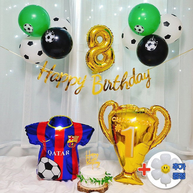 스마일파티 축구 생일 풍선 파티 세트, 1세트, 8세