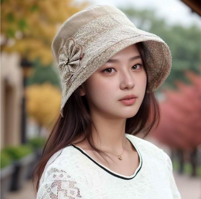 원픽 중년여성 플라워 버킷햇 엄마모자 C35
