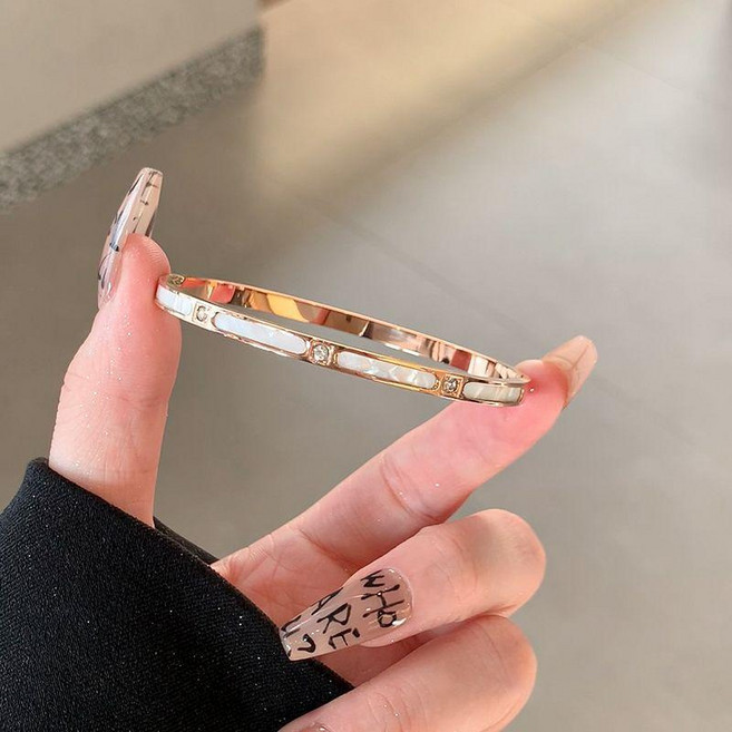 手鐲子白貝母手鐲女竹節鈦鋼手鐲素圈手環手鍊手飾 副廠商品