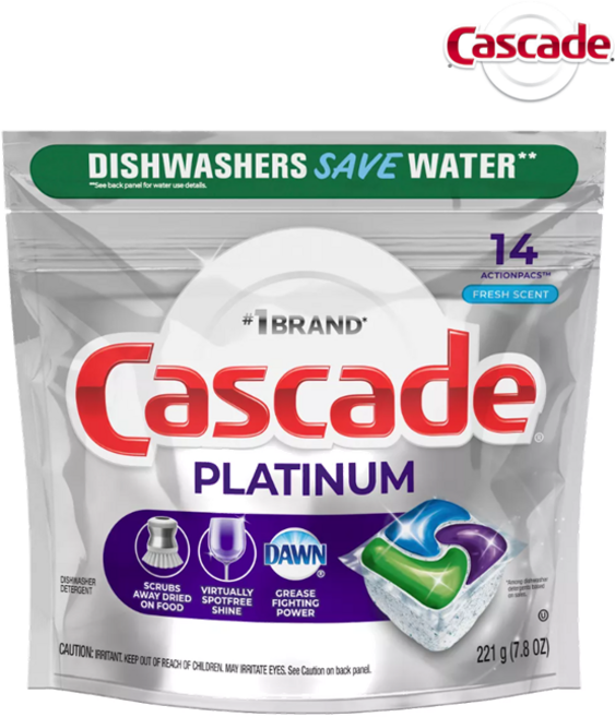 [Cascade] 케스케이드 플래티넘 캐스케이드 식기세척기 식세기 캡슐 세제 Cascade Platinum Plus Dishwasher Detergents, 568g, 1개